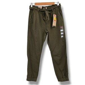Levi's Women's Olive Green Jet Set Taper Jogger Pants XS‎ Paperbag Waist Belted